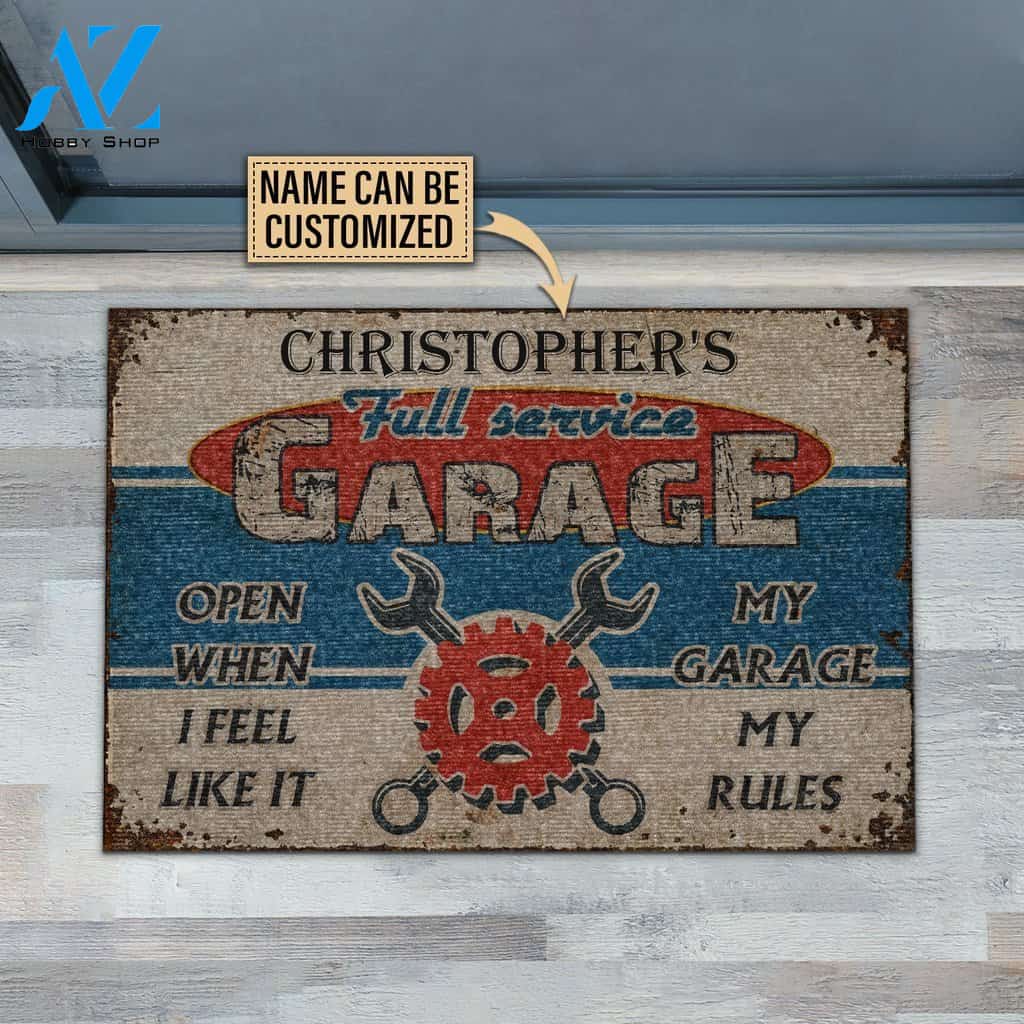 Auto Mechanic Garage Open When I Feel Like It Custom Doormat | Welcome Mat | House Warming Gift