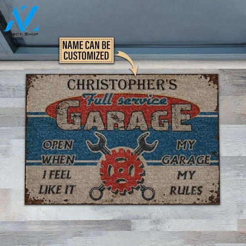 Auto Mechanic Garage Open When I Feel Like It Custom Doormat | Welcome Mat | House Warming Gift