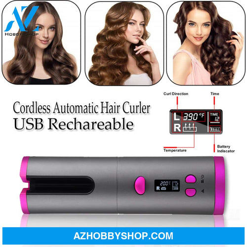 Automatic Hair Curler Curling Iron Wireless Ceramic Usb Rechargeable With Led Digital Display 5