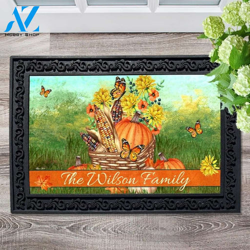 Autumn Basket Personalized Doormat - 18" x 30"