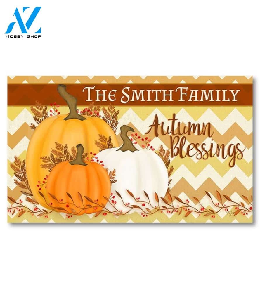 Autumn Blessings Personalized Doormat - 18" x 30"