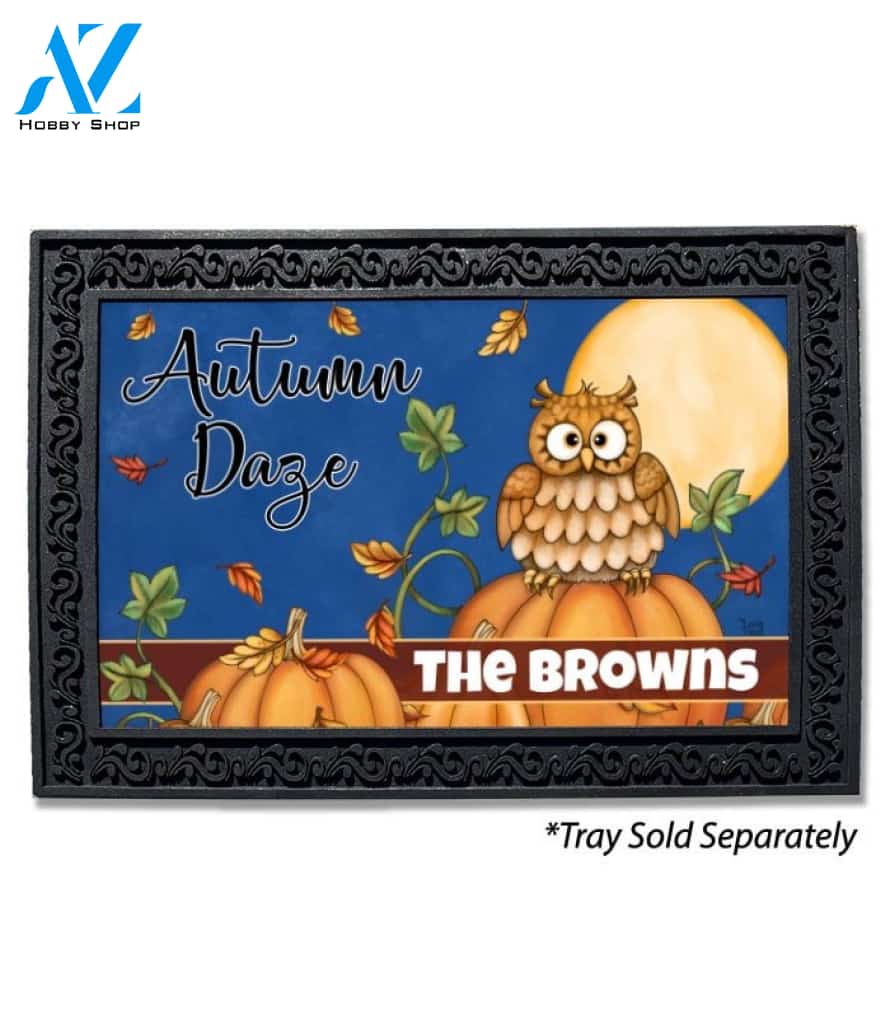 Autumn Daze Owl Personalized Doormat - 18" x 30"