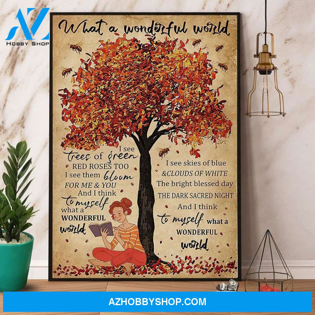 Autumn Reading Girl What A Wonderful World Canvas And Poster, Wall Decor Visual Art