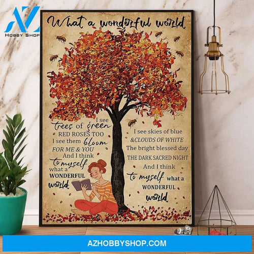 Autumn Reading Girl What A Wonderful World Canvas And Poster, Wall Decor Visual Art