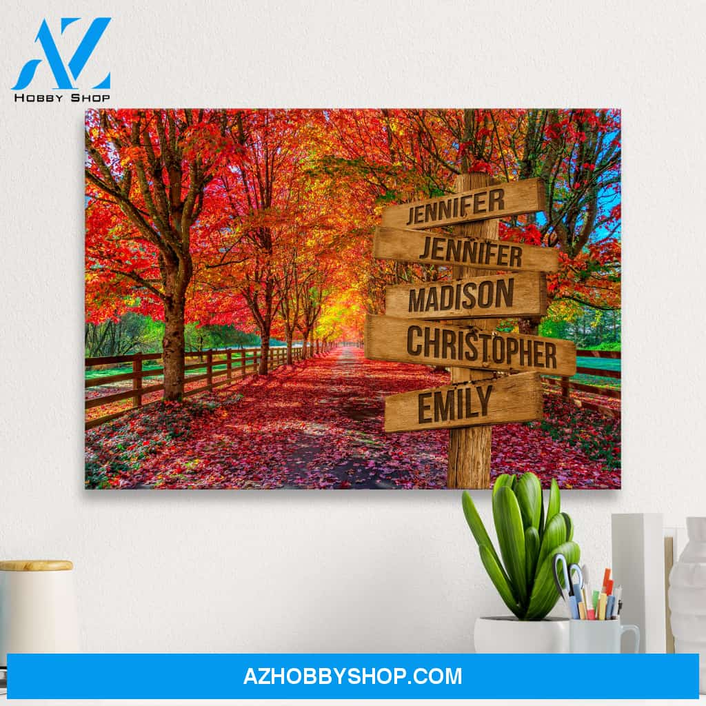 Autumn Red Road Multi-Names Premium Canvas