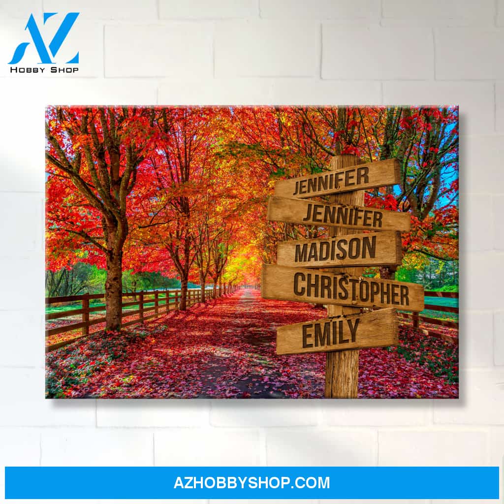 Autumn Red Road Multi-Names Premium Canvas