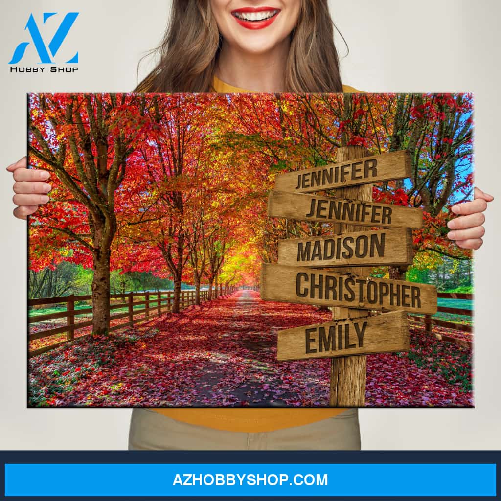 Autumn Red Road Multi-Names Premium Canvas