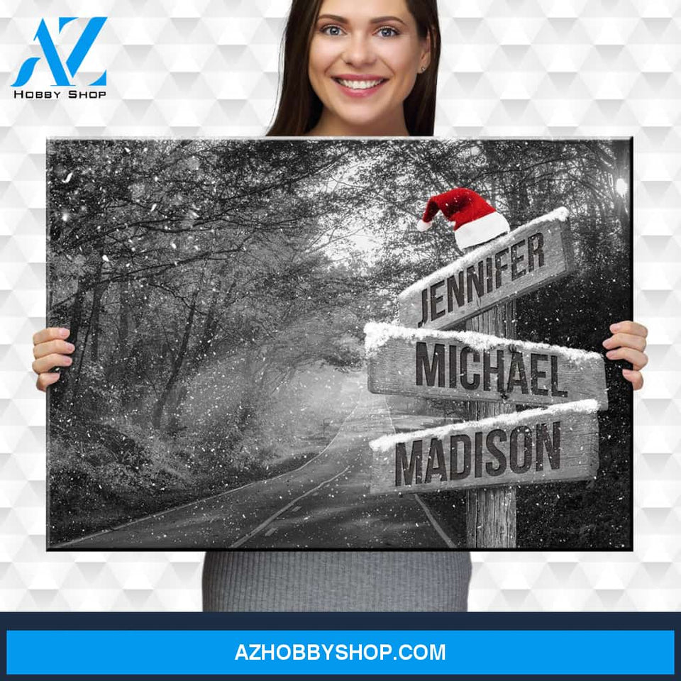 Autumn Road Christmas Multi-Names Premium Canvas