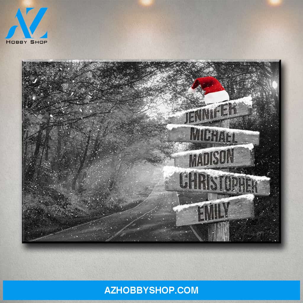 Autumn Road Christmas Multi-Names Premium Canvas