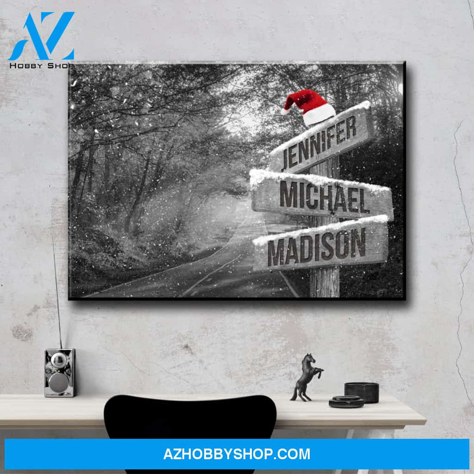 Autumn Road Christmas Multi-Names Premium Canvas