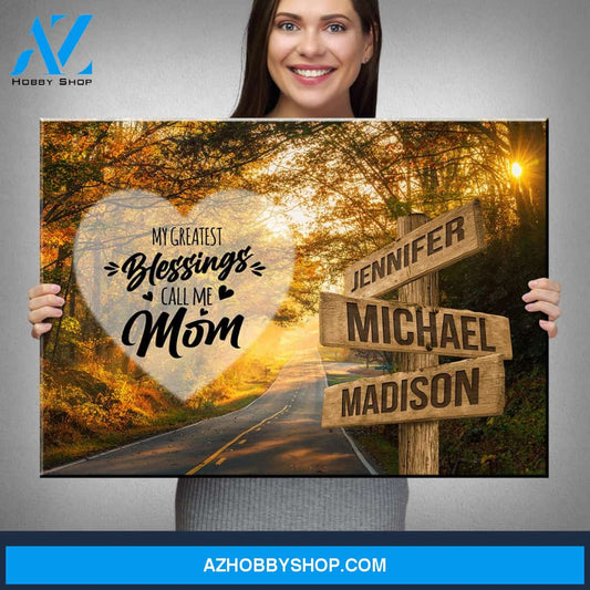 Autumn Road Color - Call Me Mom Multi-Names Premium Canvas