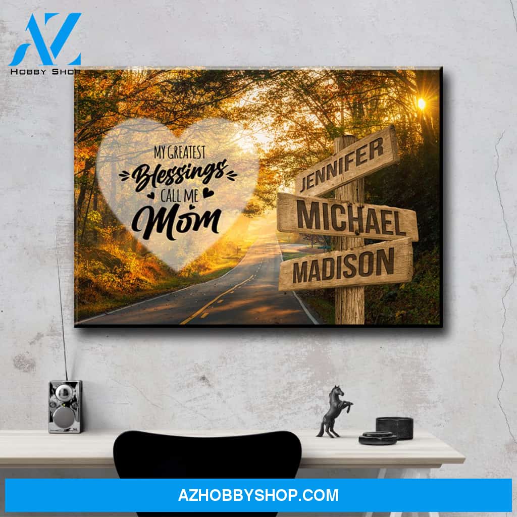 Autumn Road Color - Call Me Mom Multi-Names Premium Canvas