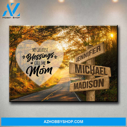 Autumn Road Color - Call Me Mom Multi-Names Premium Canvas