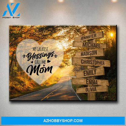 Autumn Road Color - Call Me Mom Multi-Names Premium Canvas