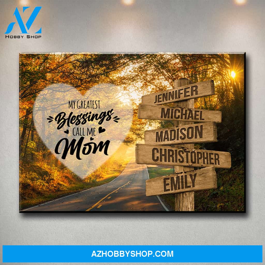 Autumn Road Color - Call Me Mom Multi-Names Premium Canvas