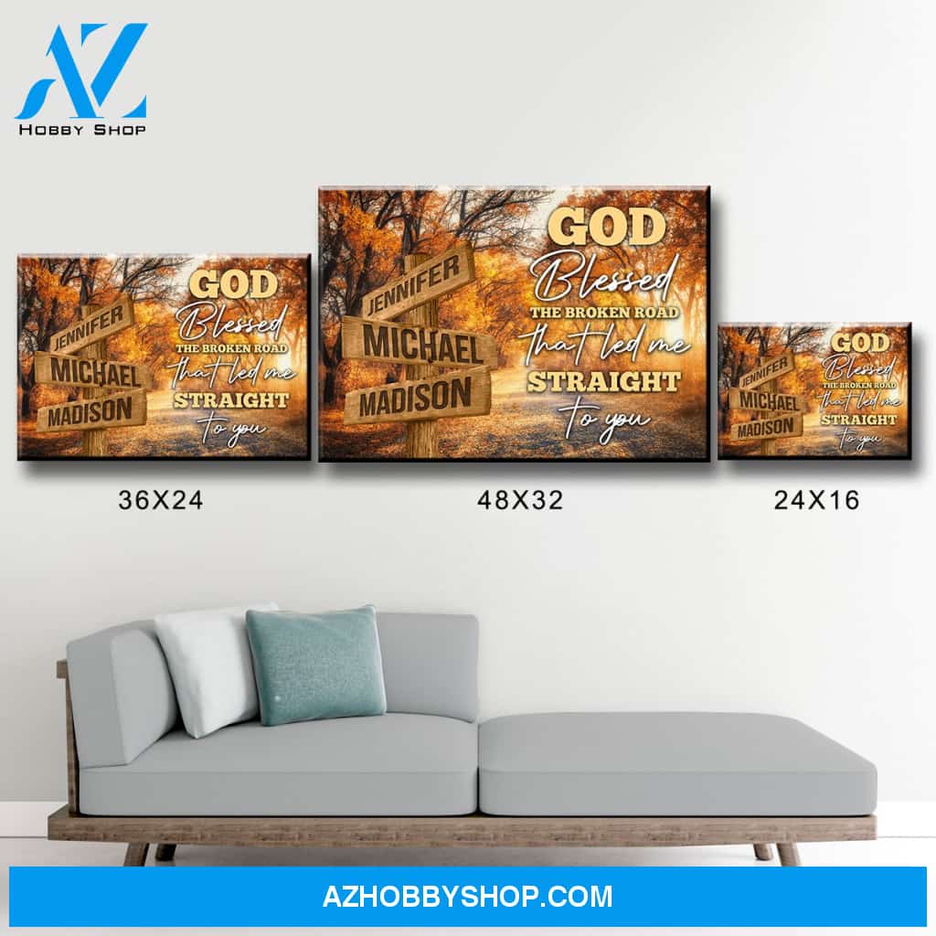 Autumn Road 2 Color - God Blessed Multi-Names Premium Canvas