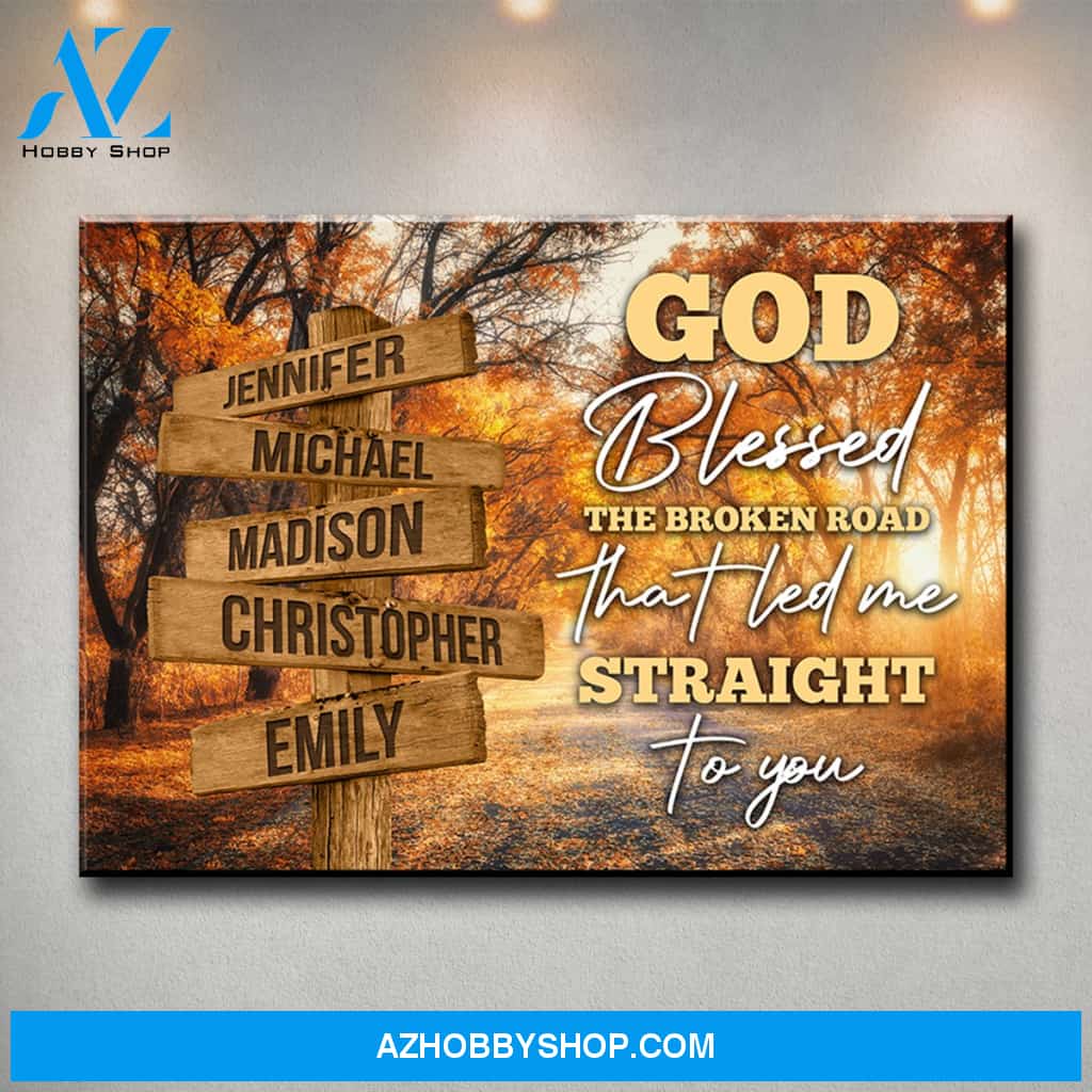 Autumn Road 2 Color - God Blessed Multi-Names Premium Canvas