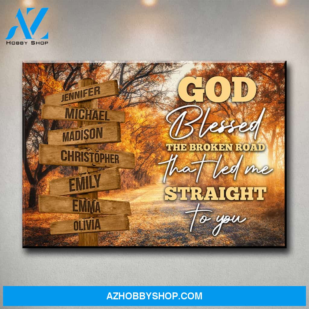 Autumn Road 2 Color - God Blessed Multi-Names Premium Canvas