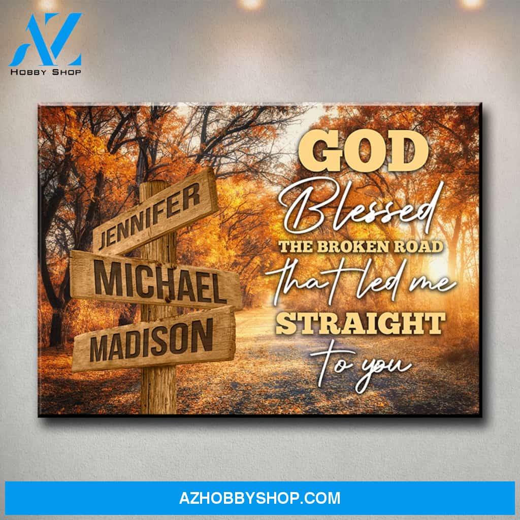 Autumn Road 2 Color - God Blessed Multi-Names Premium Canvas