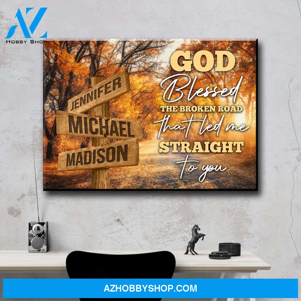 Autumn Road 2 Color - God Blessed Multi-Names Premium Canvas