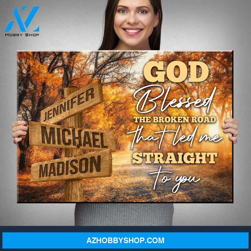 Autumn Road 2 Color - God Blessed Multi-Names Premium Canvas