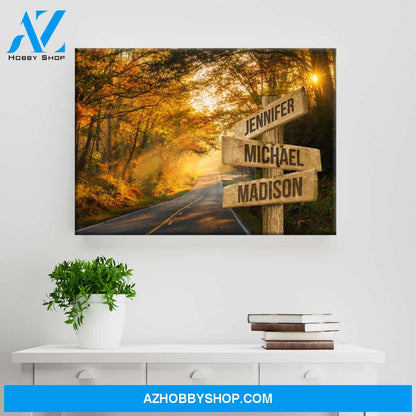 Autumn Road Color Multi-Names Premium Canvas