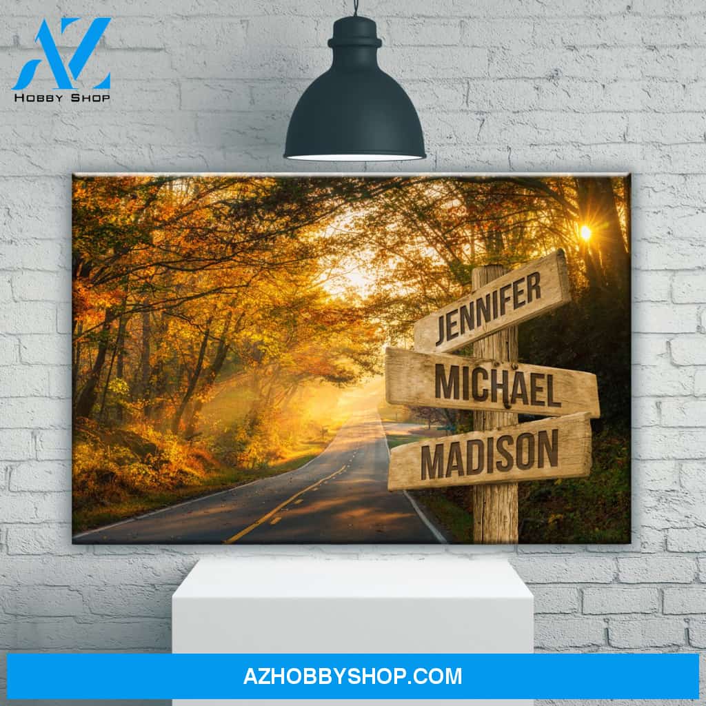 Autumn Road Color Multi-Names Premium Canvas