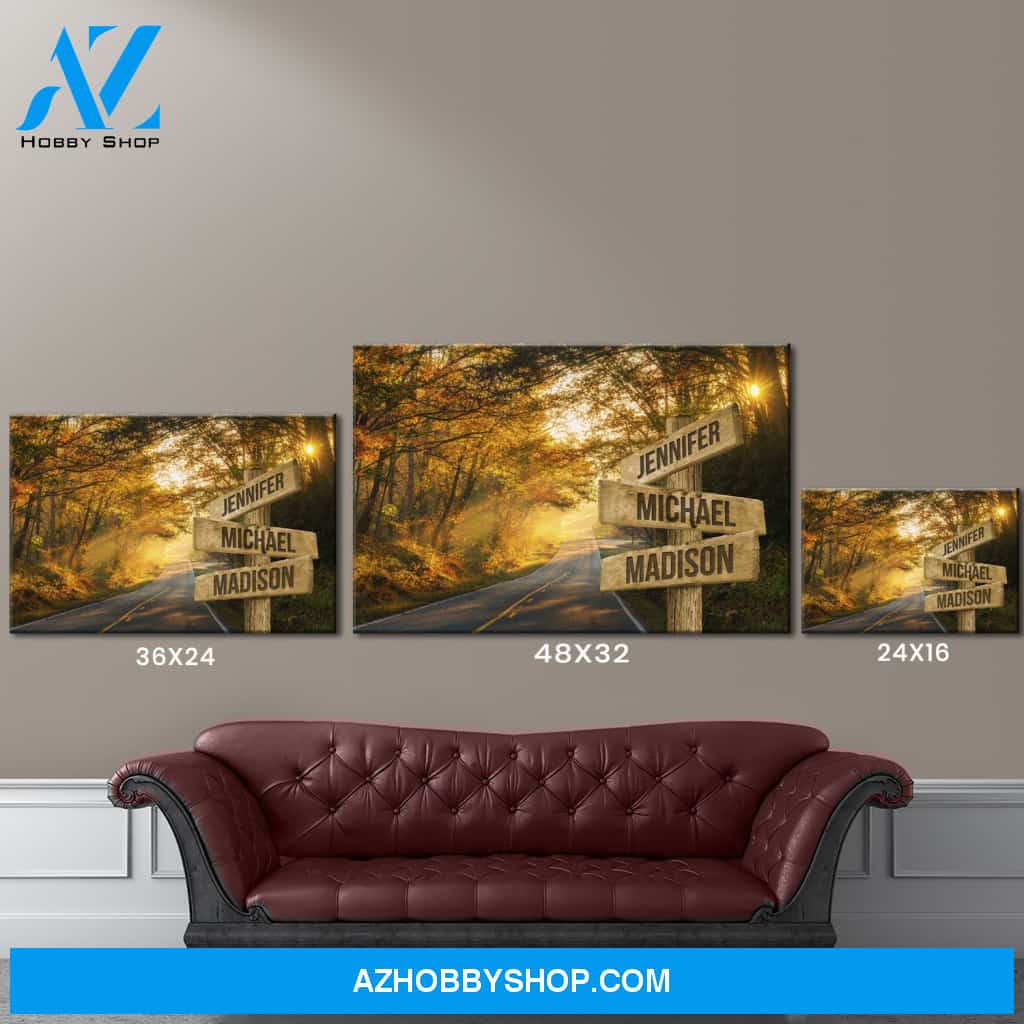 Autumn Road Color Multi-Names Premium Canvas