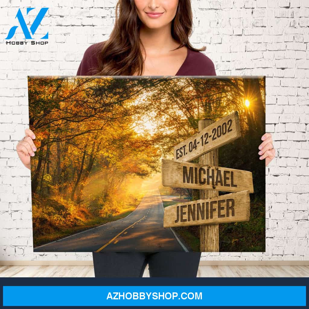 Autumn Road Color Multi-Names Premium Canvas