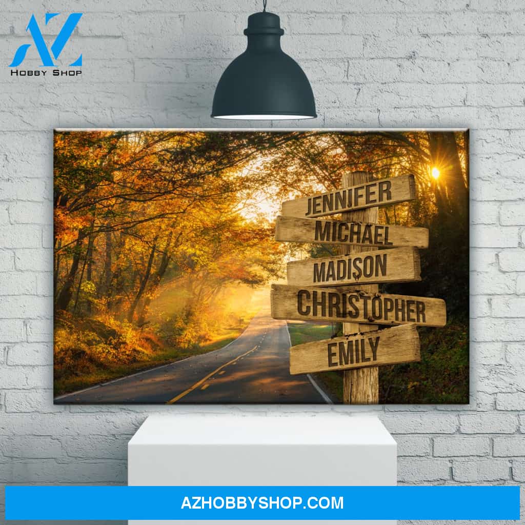Autumn Road Color Multi-Names Premium Canvas
