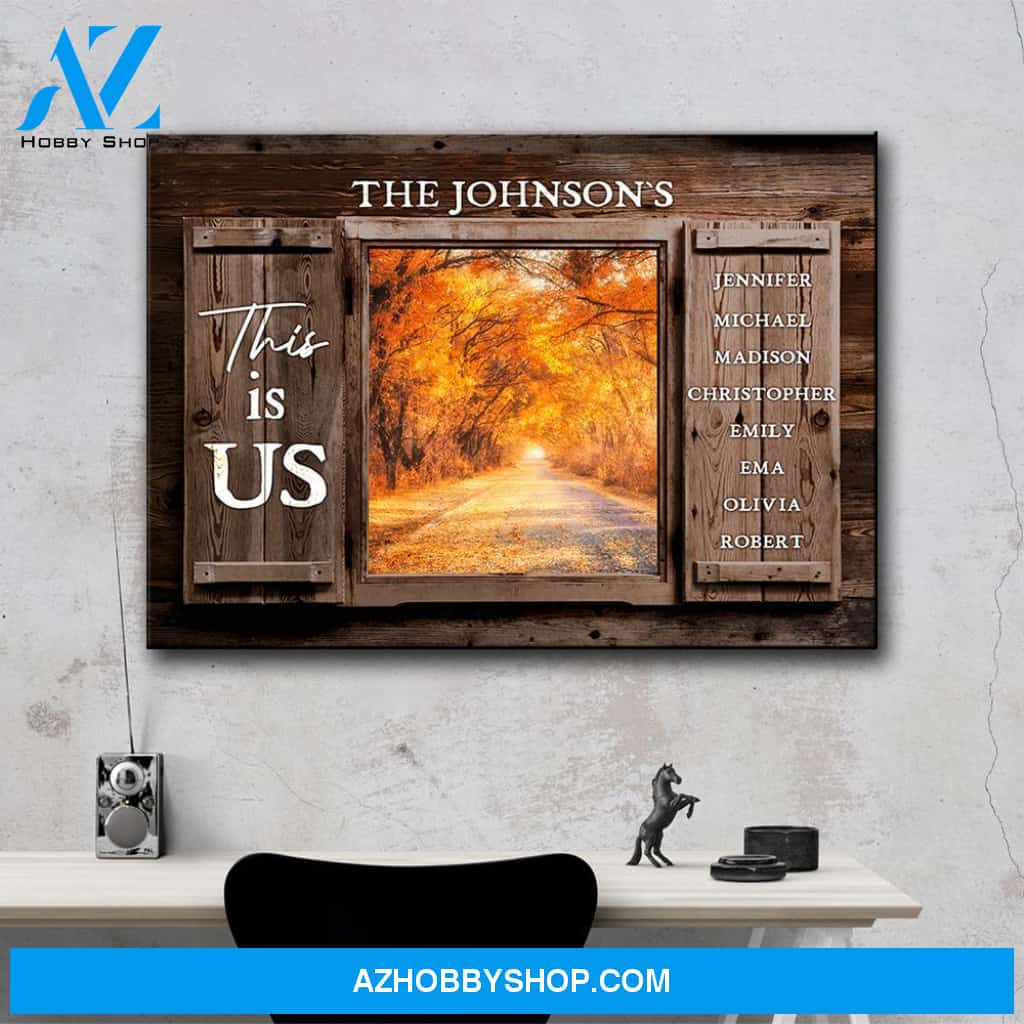 Autumn Road Color Wood Shutters Multi-Names Premium Canvas