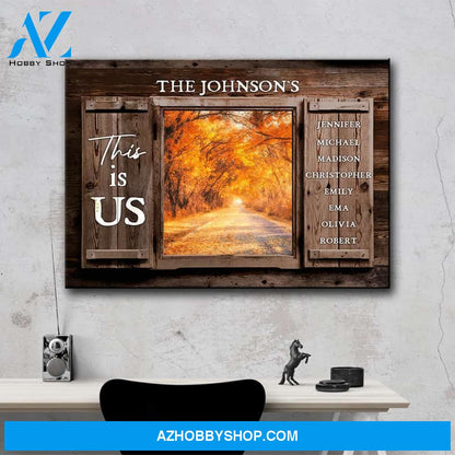 Autumn Road Color Wood Shutters Multi-Names Premium Canvas