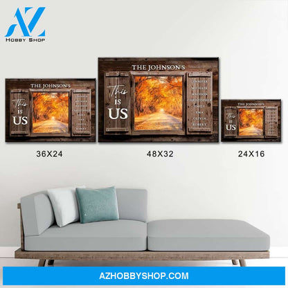Autumn Road Color Wood Shutters Multi-Names Premium Canvas