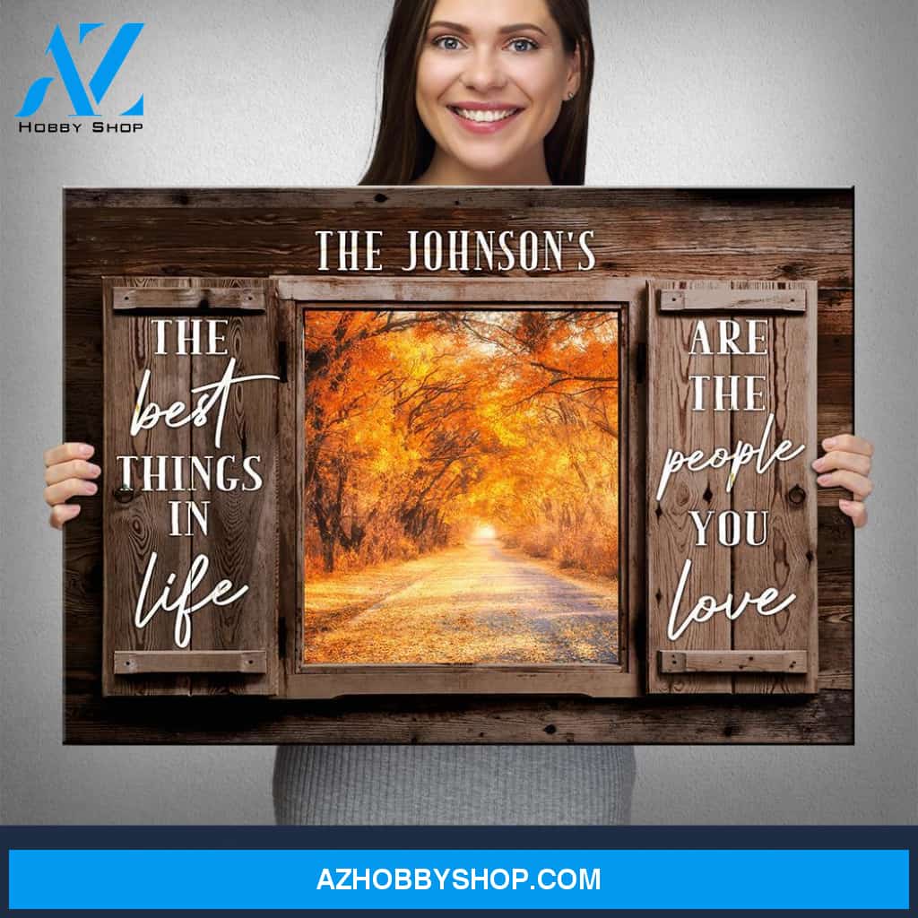 Autumn Road Color Wood Shutters Premium Canvas Saying 3