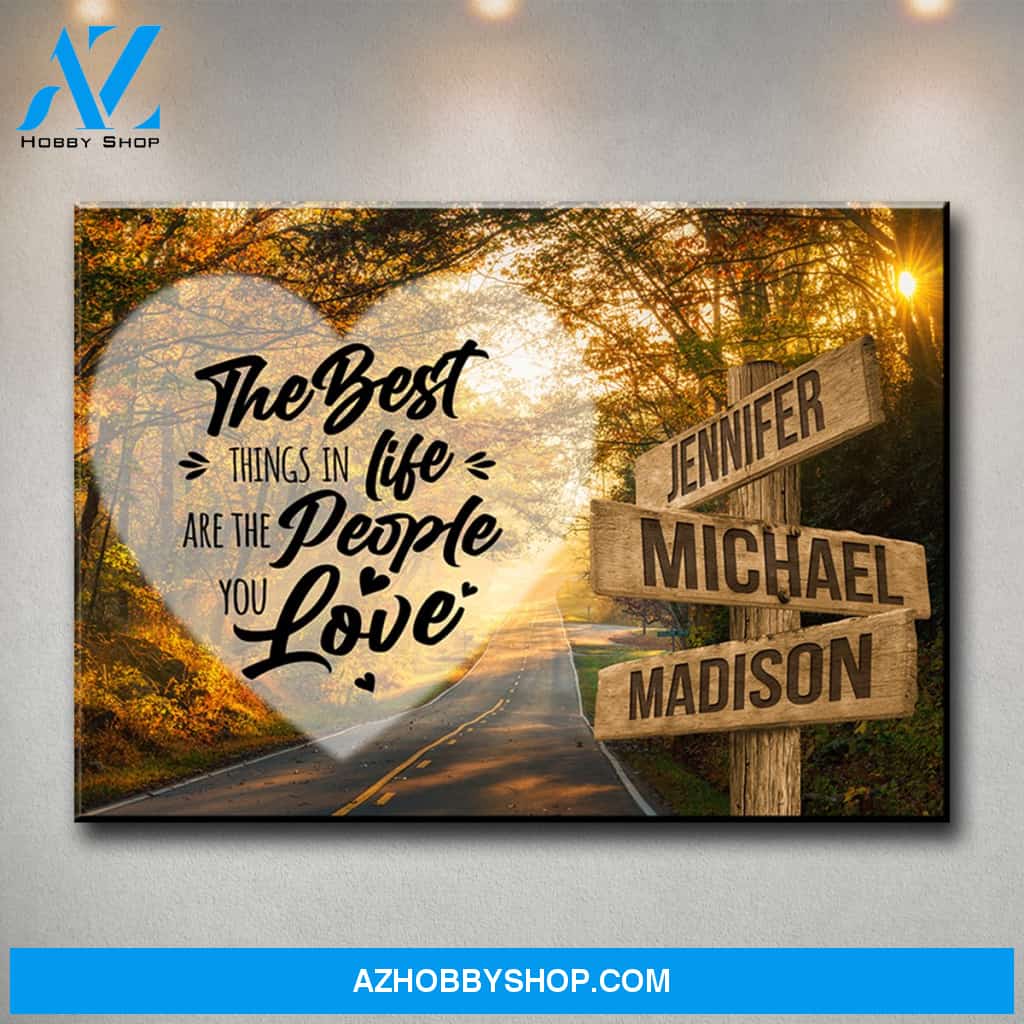 Autumn Road Heart Color Saying 3 Multi-Names Premium Canvas