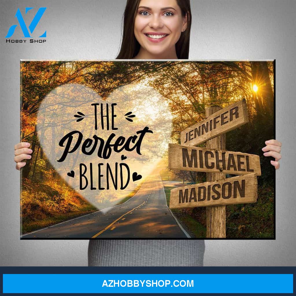 Autumn Road Heart Color Saying 4 Multi-Names Premium Canvas