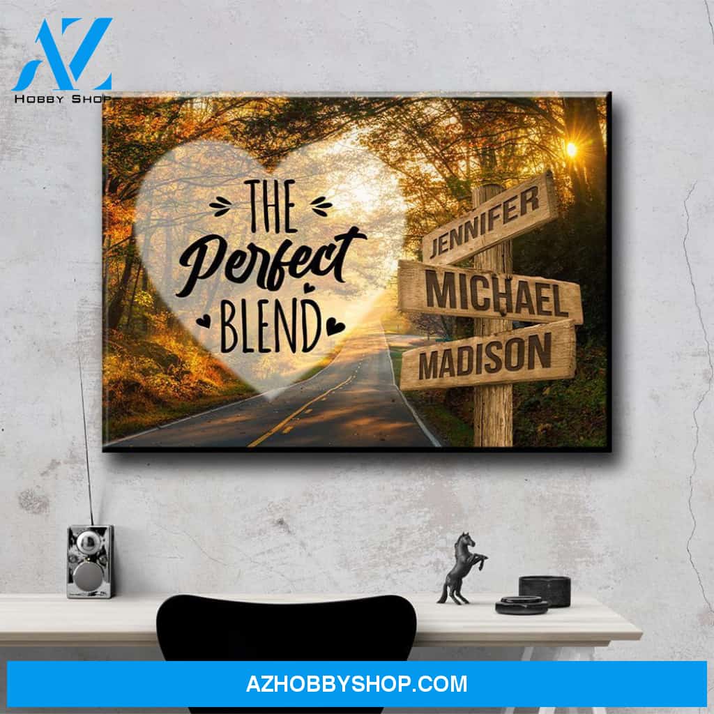 Autumn Road Heart Color Saying 4 Multi-Names Premium Canvas