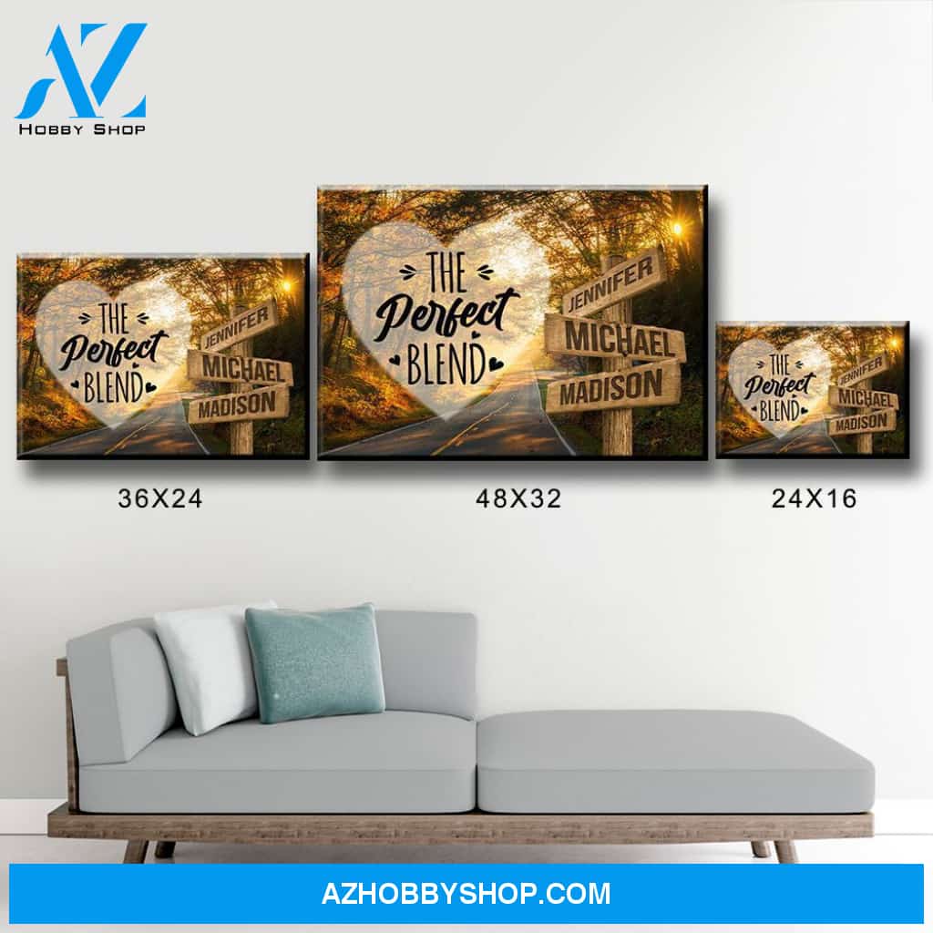 Autumn Road Heart Color Saying 4 Multi-Names Premium Canvas
