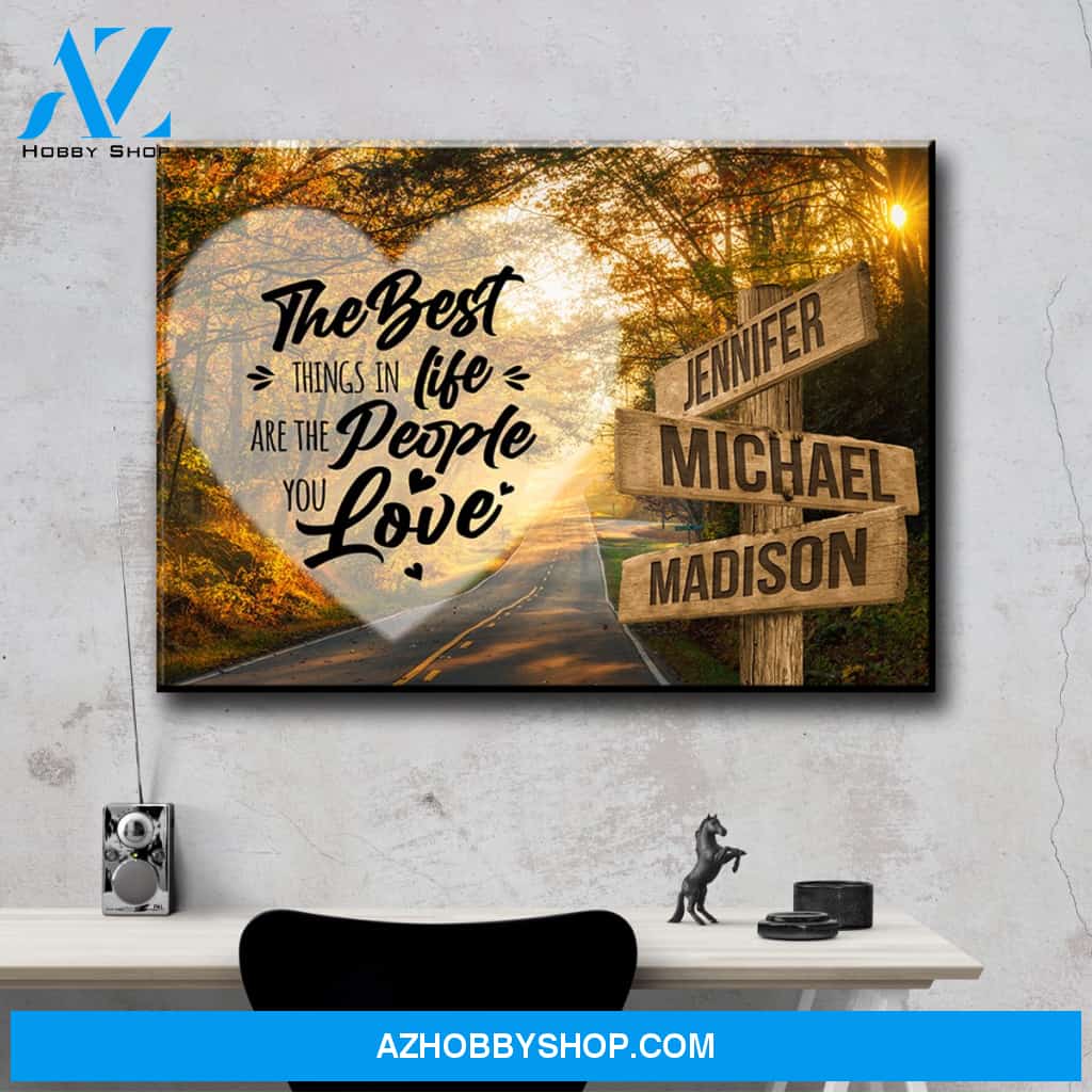 Autumn Road Heart Color Saying 3 Multi-Names Premium Canvas