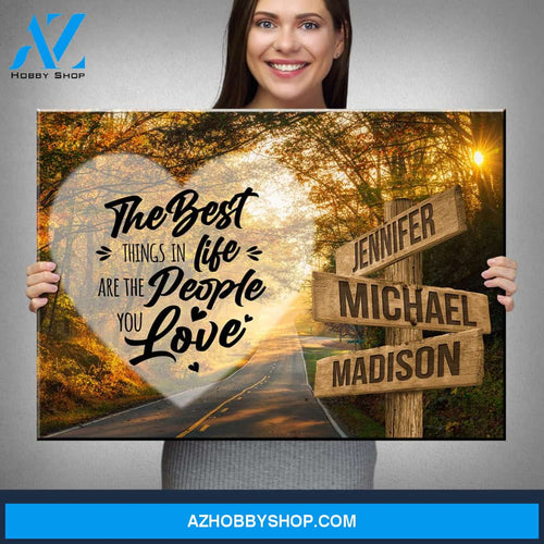 Autumn Road Heart Color Saying 3 Multi-Names Premium Canvas