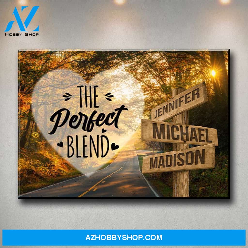 Autumn Road Heart Color Saying 4 Multi-Names Premium Canvas