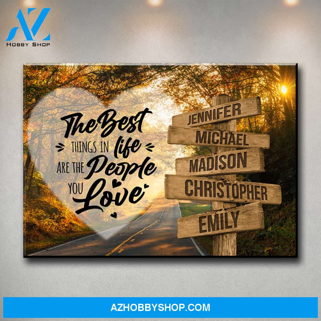 Autumn Road Heart Color Saying 3 Multi-Names Premium Canvas