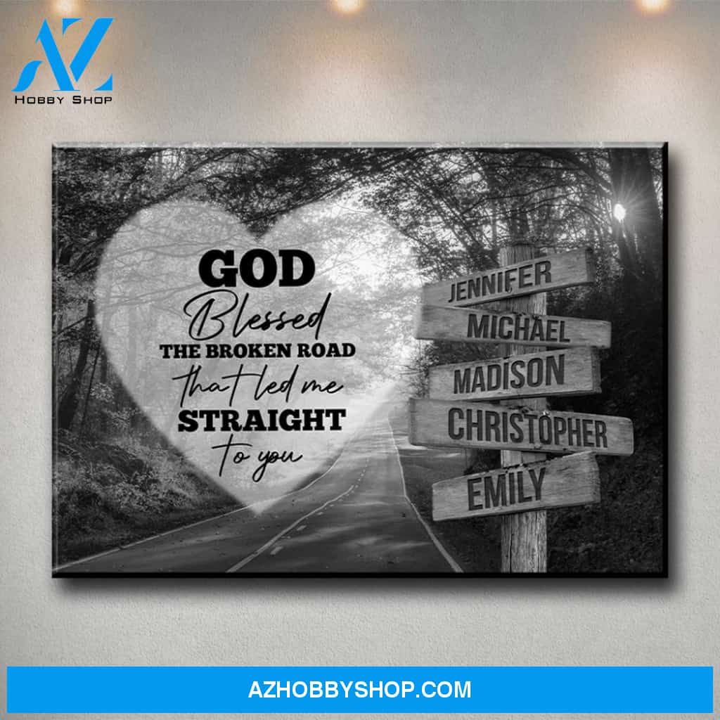 Autumn Road Heart - God Blessed Multi-Names Premium Canvas