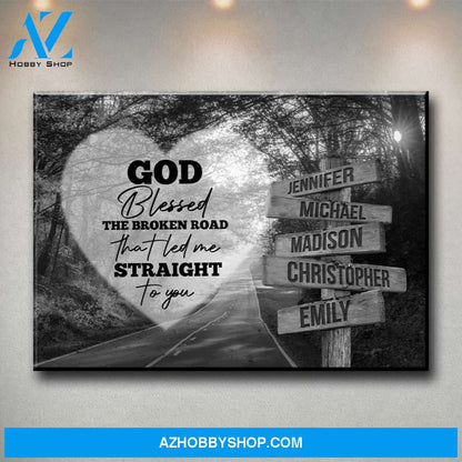 Autumn Road Heart - God Blessed Multi-Names Premium Canvas