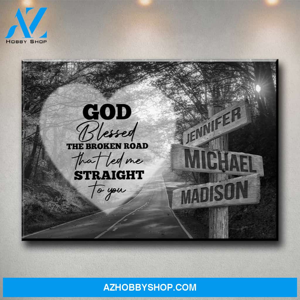 Autumn Road Heart - God Blessed Multi-Names Premium Canvas