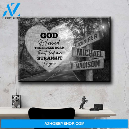 Autumn Road Heart - God Blessed Multi-Names Premium Canvas