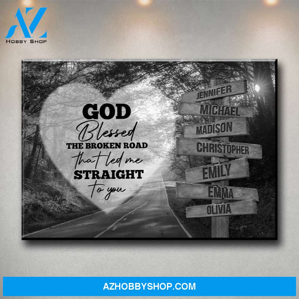 Autumn Road Heart - God Blessed Multi-Names Premium Canvas