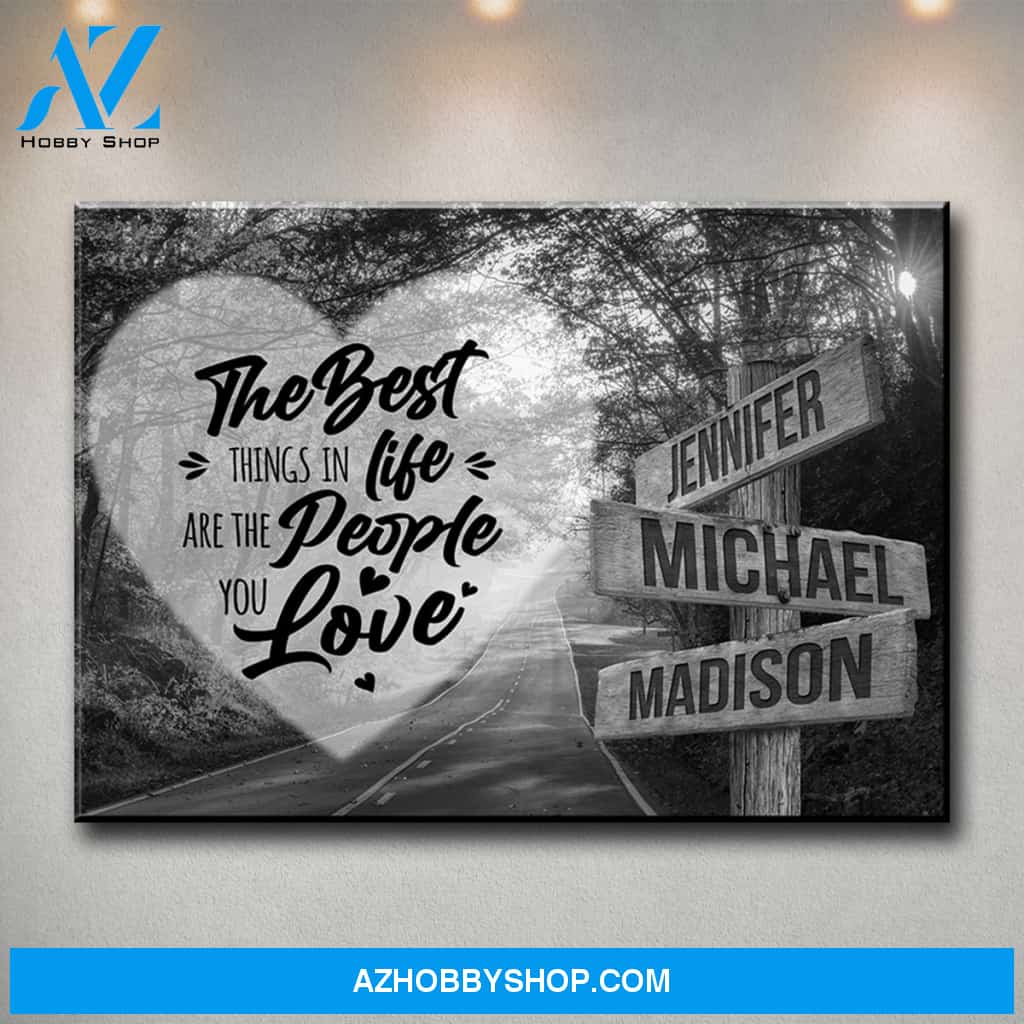 Autumn Road Heart Saying 3 Multi-Names Premium Canvas