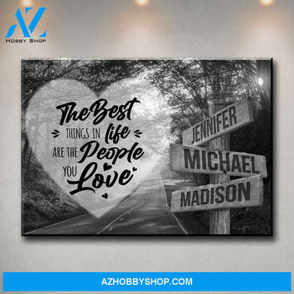 Autumn Road Heart Saying 3 Multi-Names Premium Canvas