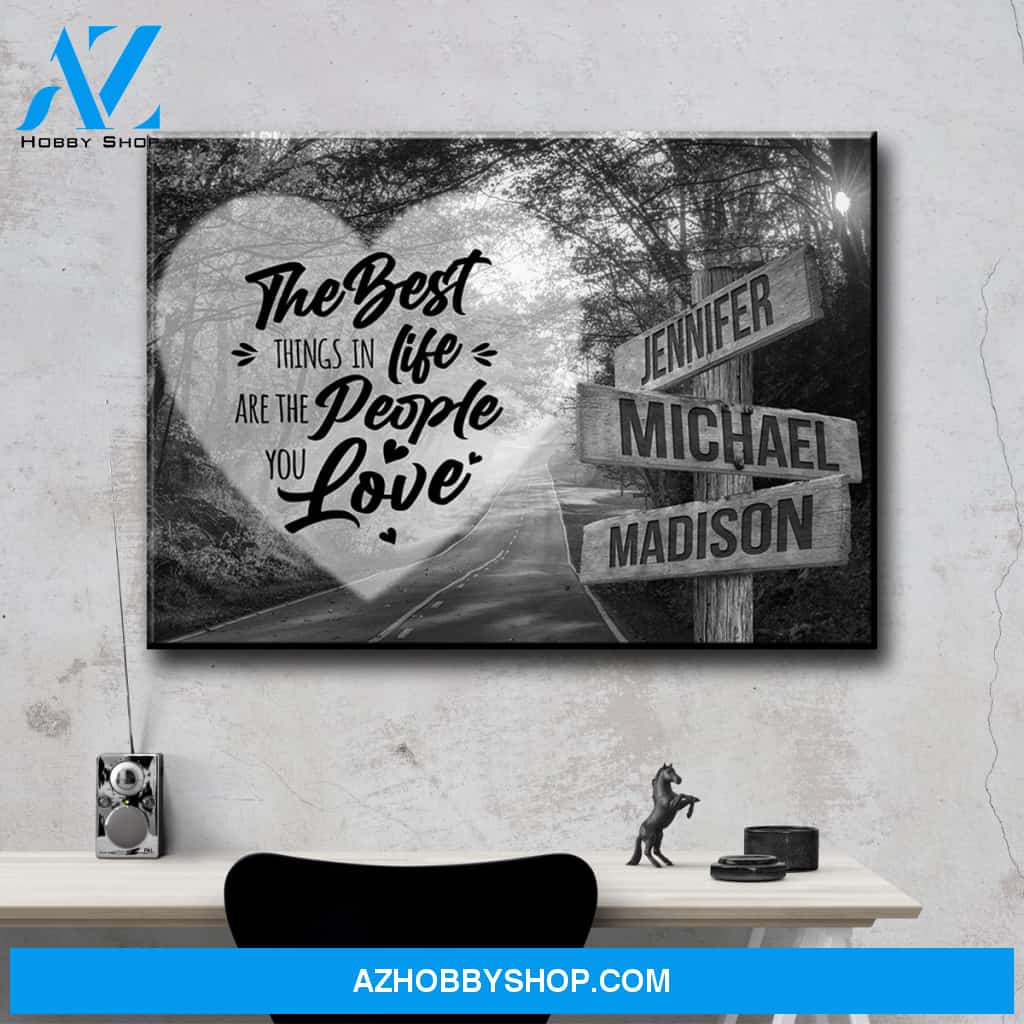 Autumn Road Heart Saying 3 Multi-Names Premium Canvas